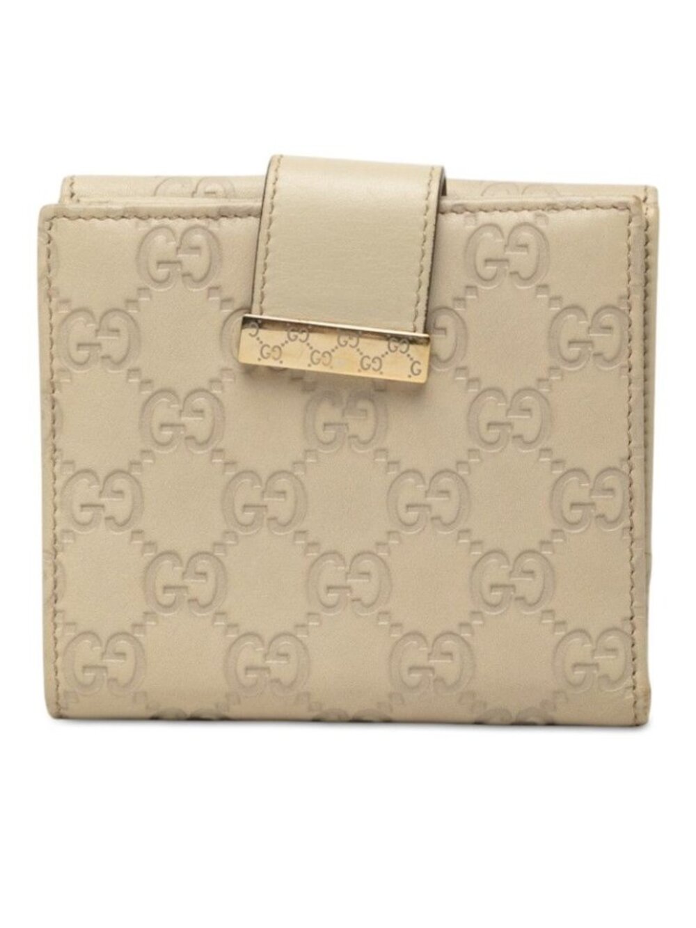 Gucci Guccissima Snap Bifold Wallet Ivory White Leather